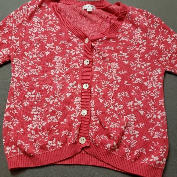 Gemma + Jane Floral Jacquard Elbow Sleeve Cardigan Sweater - Size Medium - Picture 4 of 9